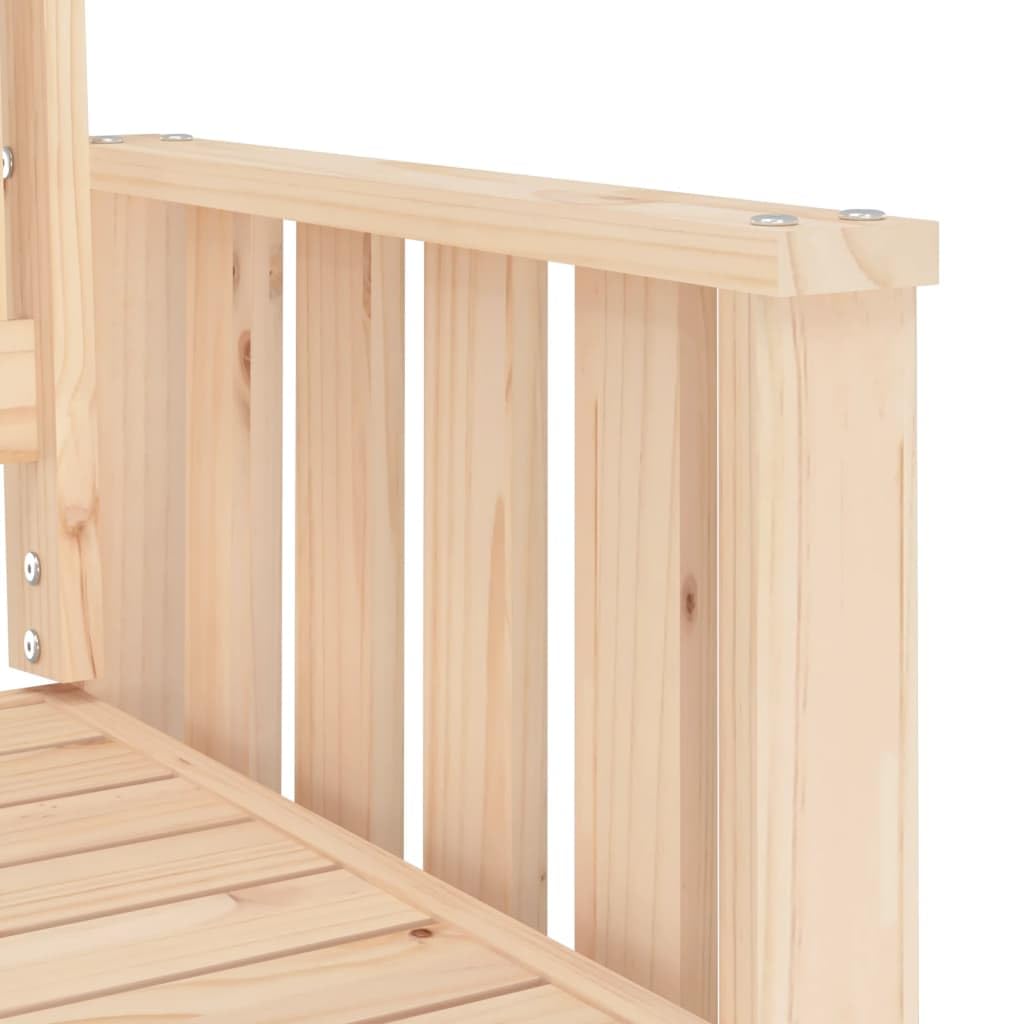 2-Sitzer Gartenbank mit integriertem Tisch und Armlehnen in Latten-Design und unterer Ablage