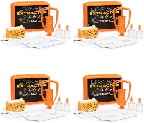 LIVABIT 4-Pack First Aid Safety Tool F.A.S.T. Kit Emergency Venom Extractor Snake Bite and Sting Suction Pump for Hiking, Camping, Backpacking, Insect Sting & Snake Bite Treatment