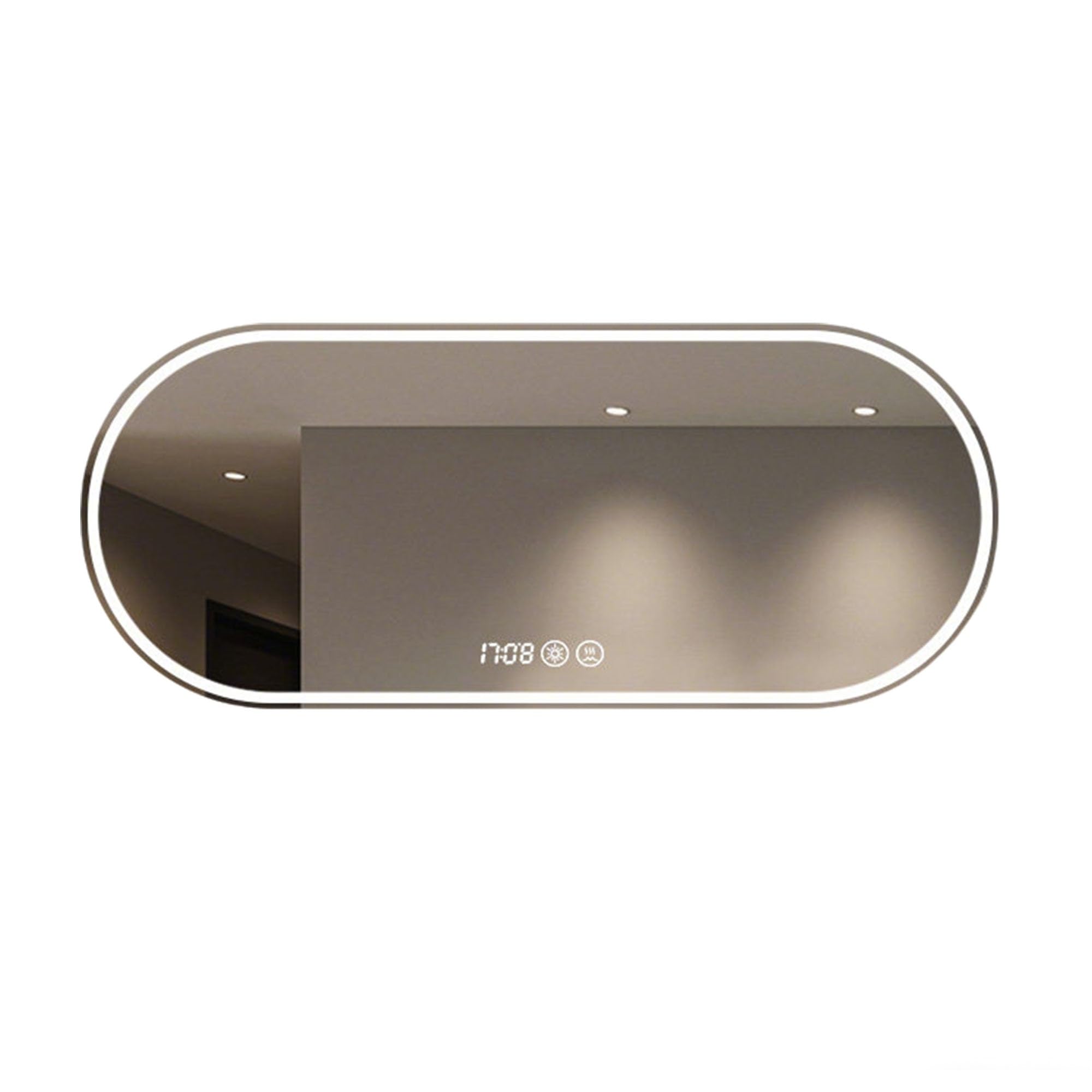 Miroir de salle de bain avec éclairage ovale led variable