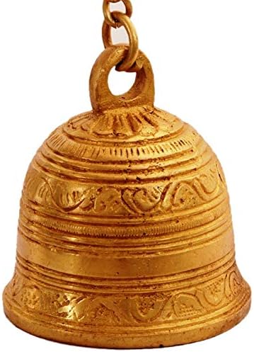 Purpledip Beautiful Brass Hanging Bell With Unique Sculpting: for Home Temple Door, Hallway - Image 4