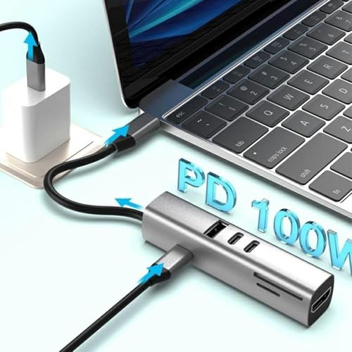 Image of USB C Hub 7-in-1, Multiport Adapter with 4K HDMI, 100W PD Charging, SD /TF Card Reader, 1 USB-A 3 .0 and 2 USB-C 2.0 Data Transfer Ports for Ma /Book Pro /Air, 1P.ad Pro, Laptop, XPS (TYS-7HD-2C)