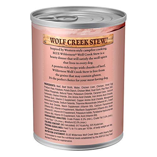 Blue Buffalo Wilderness Wolf Creek Stew High Protein, Natural Wet Dog Food, Hearty Beef Stew in gravy 12.5-oz cans (Pack… - Image 3