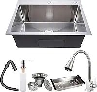 Cuba Cozinha Inox Gourmet Pia Aço Inox 304 60x45 Quadrada Escovada SOFTINOX — Kit Cuba Completo Embutir ou Sobrepor com Torneira Gourmet Flexível Cromada Bancada 2 Jatos