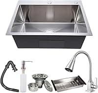 Cuba Cozinha Inox Gourmet Pia Aço Inox 304 60x45 Quadrada Escovada SOFTINOX — Kit Cuba Completo Embutir ou Sobrepor com Torneira Gourmet Flexível Cromada Bancada 2 Jatos