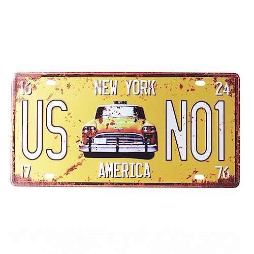 Image of Eazywagon Taxi US No1 Multipurpose Metal Signs - License Wall Plate, Decorative Car Tag - Ideal for Cafe, Restaurant, Shop, Home, Hotel, Club, Office, Living Area