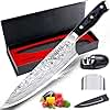 MOSFiATA Ultra Sharp Kitchen Chef Knife 8 inch, Premier High Carbon German EN1. 4116 Stainless Steel, Full Tang Blade Pro Chopping Cooking Knife with Sharpener Finger Blade Guard Gift Box