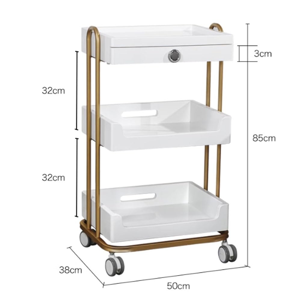 Rollender Beauty-Trolley, Mehrzweck-Aufbewahrung, für Friseure, Spa, Schlafzimmer und Büro, vielseitig für Werkzeuge, Zubehör und Zubehör auf Rädern