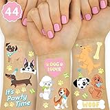 xo, Fetti Dog Temporary Tattoos for Kids - 44 Glitter Styles | Animal Birthday Supplies, Pet Lover Party Favors, Woof Arts and Crafts