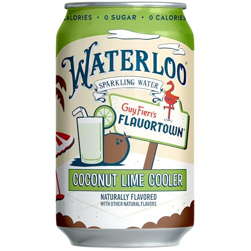 Image of Waterloo Sparkling Water, Coconut Lime Cooler Naturally Flavored, 12 Fl Oz Cans (Pack of 12) - Zero Calories and Zero Sugar or Sweeteners