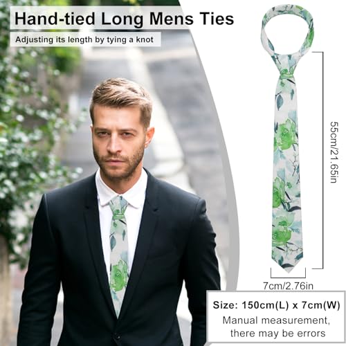 Image of Luckyvestir Mens Ties, Sage /Dusty Blue /Pink Floral Ties for Men, 2.76 inch Cotton Flower Necktie for Wedding /Groomsmen /Party