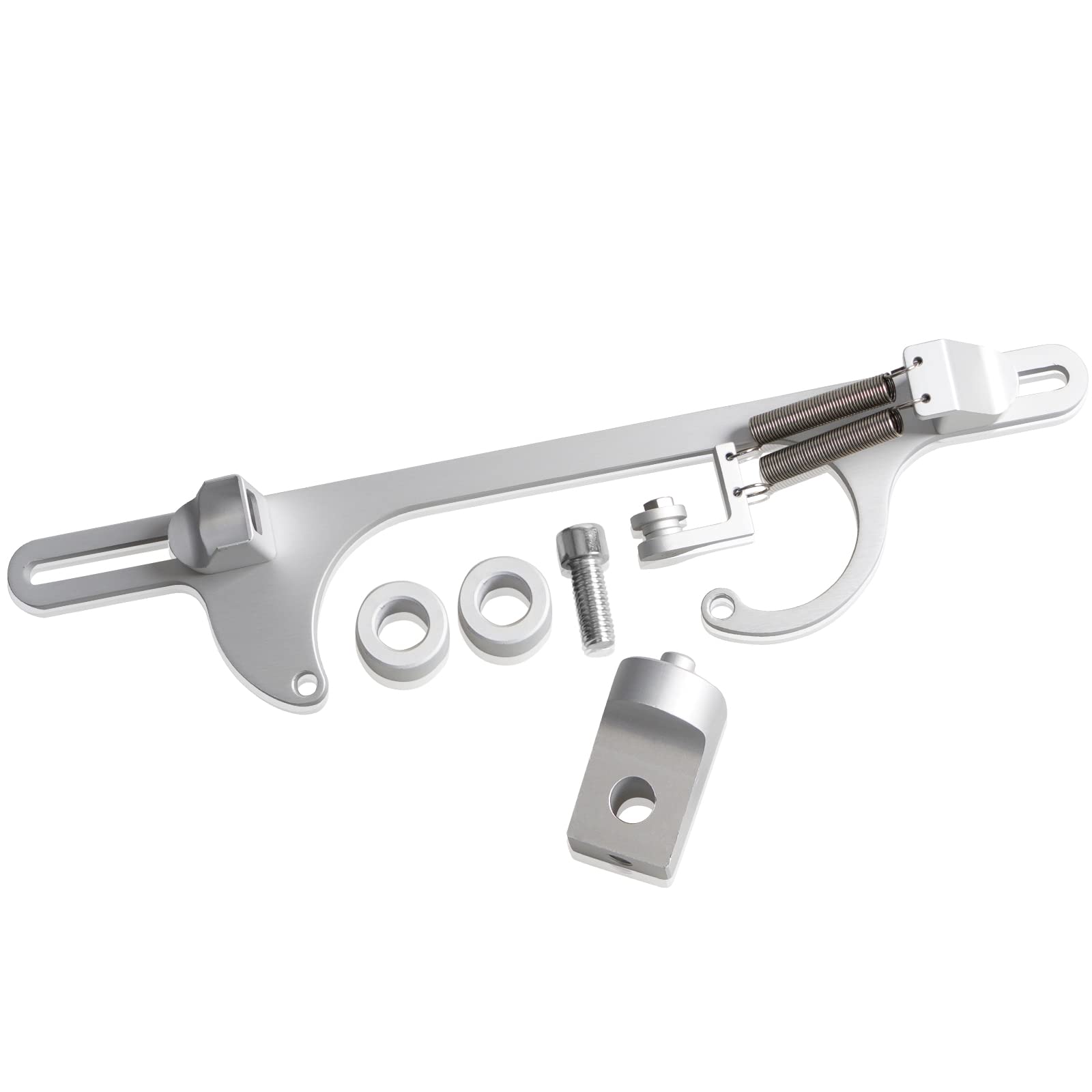 4150 4160 Series Throttle Body Cable Bracket Billet Aluminum Anodized Throttle Cable Bracket Adjustable (Silver)
