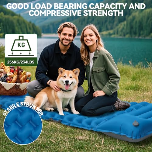 FORRINX Isomatte Camping Luftmatratze 9CM, 200x68CM Ultraleicht Camping Matratze mit Kissen Tragbar Luftzellenmatte Wasserdicht Schlafmatte für Outdoor, Wandern, Zelt, Strand 2
