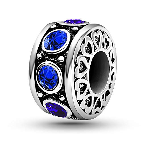 KunBead January-December Birthstone Birthday Heart Bead Charms Compatible with Pandora Bracelet for Mom Daughter Grandma Granddaughter Nana Auntie Wife Sister Best Friend