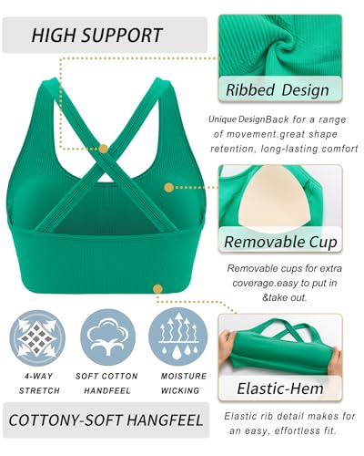 Image of RUNNING GIRL Sports Bras for Women,Seamless Strappy Sports Bra High Support Crisscross Back with Removable Pads