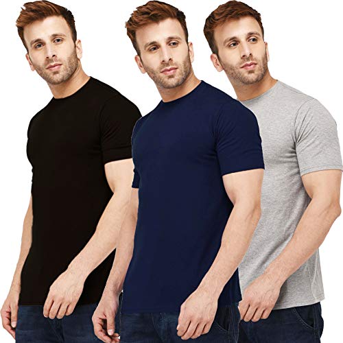 Image of Solid Men Half Sleeve Round Neck T-Shirt (Pack of 3)