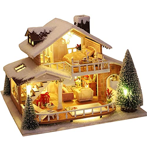 Eis und Schnee Manor 3D Holz Miniatur Puppenhaus Kit Weihnachten Karneval Geschenk DIY Spielzeug Puppenhaus Modell…