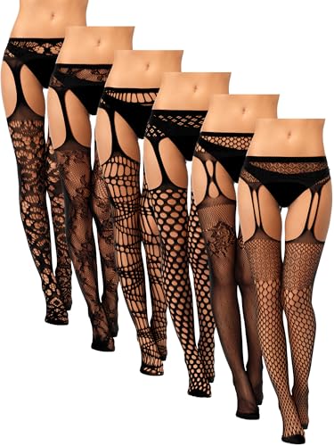 Women Fishnet Thigh High Stockings Suspender Pantyhose Lingerie Garter Belts Tights for Women Girls