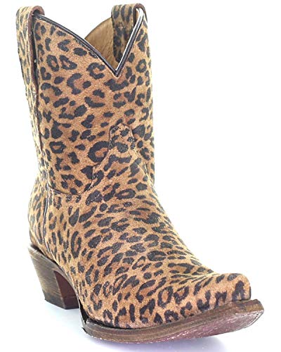 CORRAL Girls' Leopard Print Ankle Western Boot Round Toe Leopard 5 D(M) US
