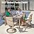 Natural Expressions Patio Swivel Dining Set of 5, 4-Piece Mesh Sling High Back Chairs, 1-Piece 38" Square Woodgrain Steel Dining Table with 1.65'' Umbrella Hole for Outdoor Garden Yard