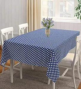 AIRWILL 100% Cotton Polka Pattern 4 Seater Square Table Cover Sized, 56x56 inches (Blue,White, Pack of 1)