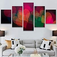 SIGNWIN 5 Panel Canvas Wall Art Modern Art Abstract Closeup Geometric Lights Mixed Media Modern Multicolor for Home Decorations Ready to Hang - 60