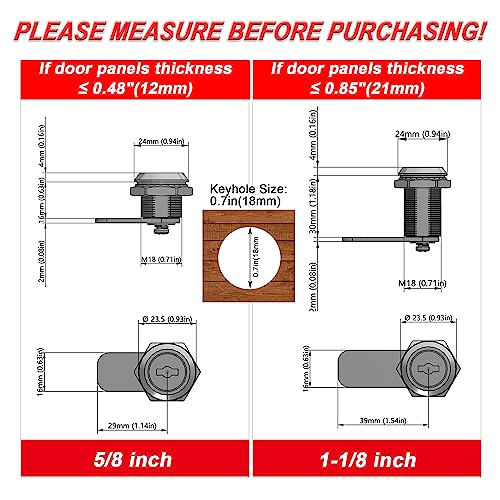 Evan 5 Pack Cam Locks Keyed Alike, File Cabinet Lock With Keys,1-1/8" Cabinet Cam Lock For Secure Files Drawers Mailbox Rv Camper Door Storage Tool Box Replacement Locks #TOP2