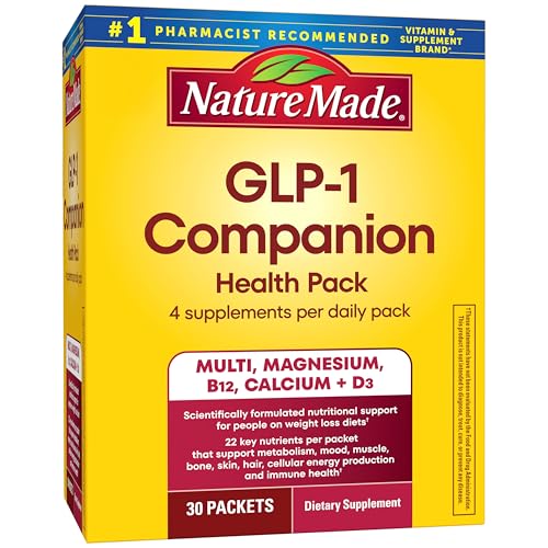 Nature Made GLP-1 Companion Health Pack Multivitamin for Women and Men Magnesium Calcium Vitamin D & B12 Nutritional Support for Weight Loss Diets 30 Packets
