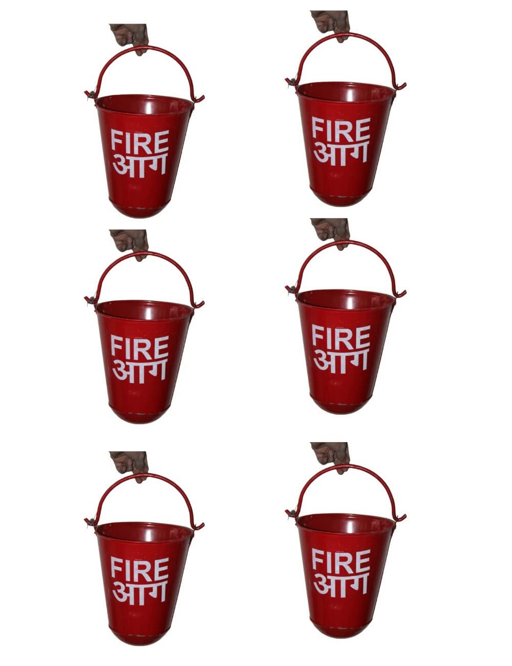 SENSE SAFETY-Fire Bucket Alloy Steel Iron Safety Fire Bucket for Fireplace Burning Wood Indoor Outdoor Ashes Carrier Container 9L Red (Pack of 6)-image-30