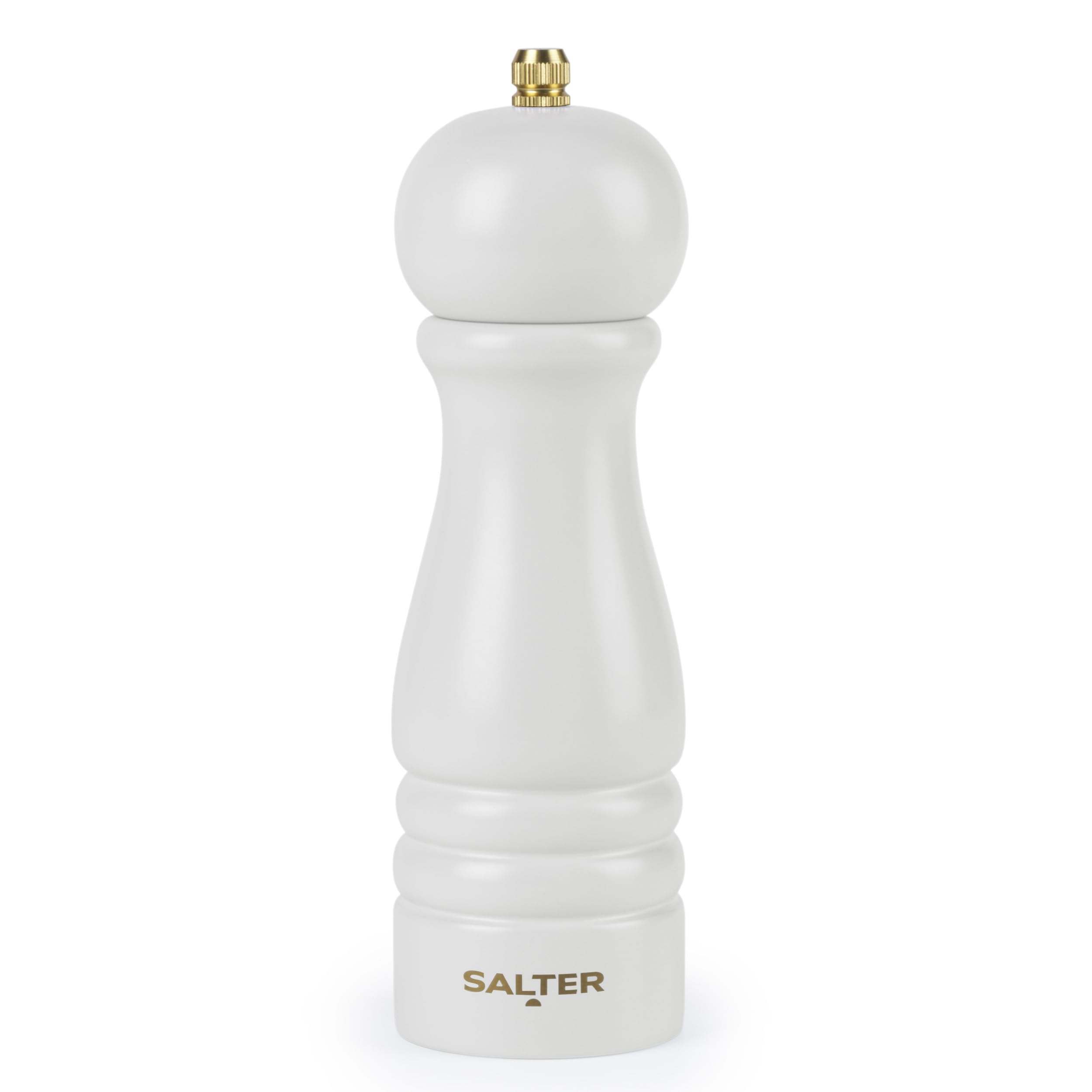 Salter BW120291EU7 Olea Salt & Pepper Grinder – Single Wooden Seasoning Mill, Adjustable Grind Coarse to Fine, Ceramic Mechanism, Manual Grinding for Salt Crystals & Whole Peppercorns, Rustic, Grey