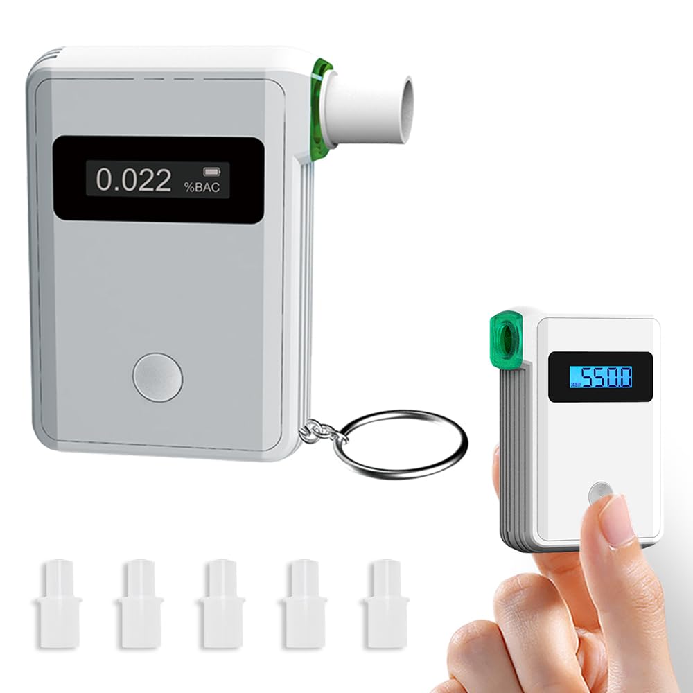 Tragbarer Alkoholtester Schlüsselanhänger Promilletester mit Bluetooth-App Alkohol Tester mit Digitaler LCD-Bildschirm für Privaten Gebrauch zu Hause (AT800)