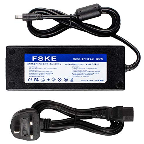 FSKE 120W 19V 6.32A AC Adapter Laptop Charger for TOSHIBA ASUS LENOVO MSI ASUS Compatible with 19V 6.32A 20W AC Adapter Connector: 5.5 * 2.5mm