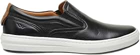 Sapatênis Masculino Couro Legítimo Premium Float Slip On Lecas Conforto Palmilha em Gel Solado Costurado Luxo