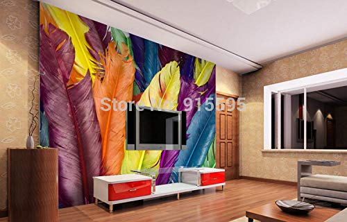 Décoration murale haut de gamme plume colorée 3D WLLLO grand format - 2