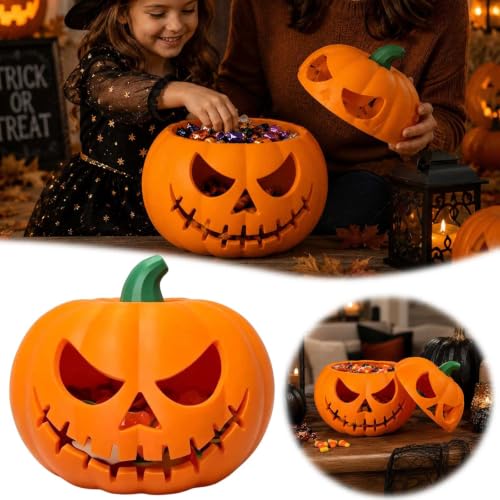 Pumpkin Shaped with Ghost Face Hollow Halloween Candy Bowl for Decorating - image 7
