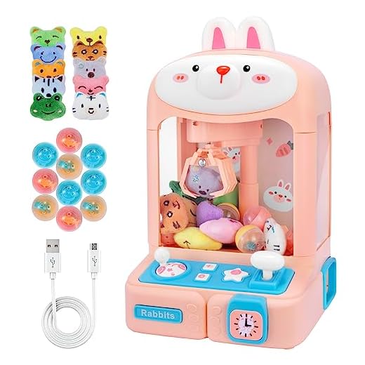 Bunny Claw Machine for Kids Toys for Girls Easter Gifts for Girls with Mini Plush Toys Adjustable Sounds and Music Handheld Games Party Birthday Easter Toys Gifts for Girls