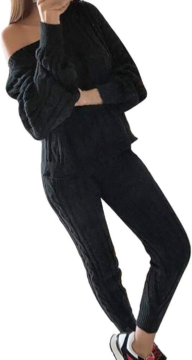 Tomatoa-Mujer Traje de Ocio de Punto Streetwear Outfits Jogging Chándal  Mujeres Hombro Libre Suéter + Pantalones Largos Freizeithose Sporthose  Trainingsanzug Jumper Set 2 Unidades S – 3XL Negro XXL: Amazon.es: Ropa