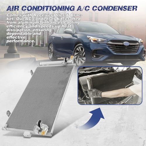 Image of Air Conditioning A /C Condenser Compatible with Subaru Legacy Outback # 3314, 94885, 73210AG000, 73210AG01A, 9895577800