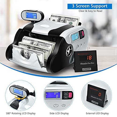 Goplus Money Counter Machine, Portable Bill Counting Machine W/Mt/Uv/Mg/Ir Counterfeit Detection, 5 Modes Add/Batch/Auto/Count/Restart, 1,000 Bills/Min- Doesn't Count Value Of Bills (Mordern Style) #TOP2