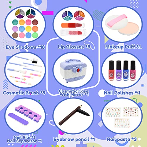 Chmywj 47 Pcs Kids Makeup Kit For Girl Toys,Easy To Wash Make Up Set Toy, Make Up Toys Birthday For Kids 3 4 5 6 7 8 9 10 Year Old #TOP1