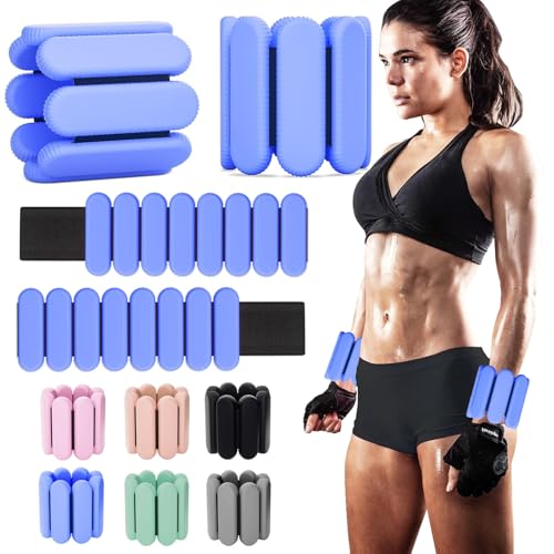Image of Adjustable Ankle Weights for Women Men,Wrist Weights set for Walking Running,1 Pair (1Lbs Each) Silicone Workout Weights for gym fitness, Jogging,yoga,pilates,strength training,physical therapy