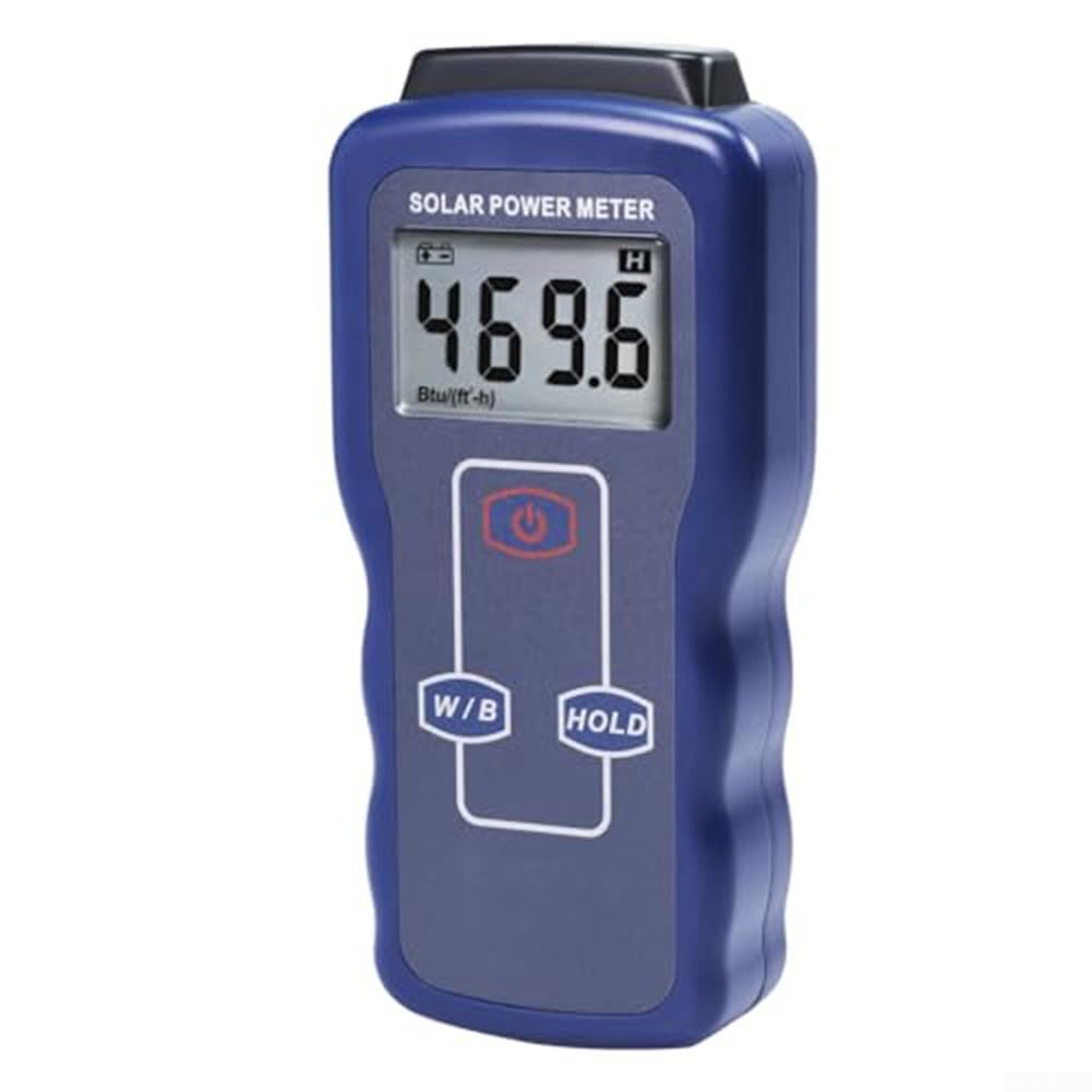 Misuratore di energia solare digitale,Tester di irradianza solare 340-1100nm,Radiometro ad alta precisione per test del pannello,Display LCD con funzione Hold