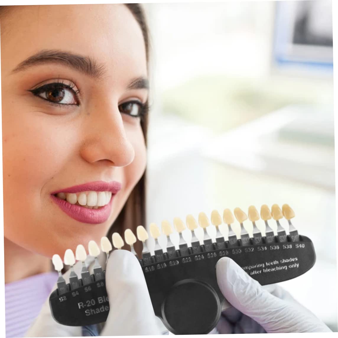Guía de tonos dentales Guía de tonos dentales de 20 colores con espejo Herramientas de dentista para blanqueamiento dental para seguimiento de dentistas...