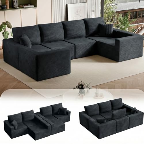 Homall 126" Sectional Couches for Living Room, Modern Fabric Boneless