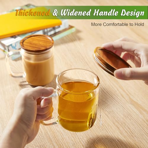 Set 2 Tazas de Vidrio para Café 12 oz con Tapa Madera miniatura 6