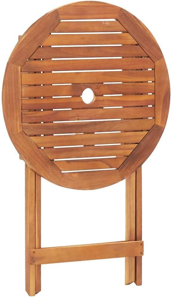 Rustic Indoor Solid Acacia Wood Folding Bistro Table with Oiled Finish for Garden and Patio Use