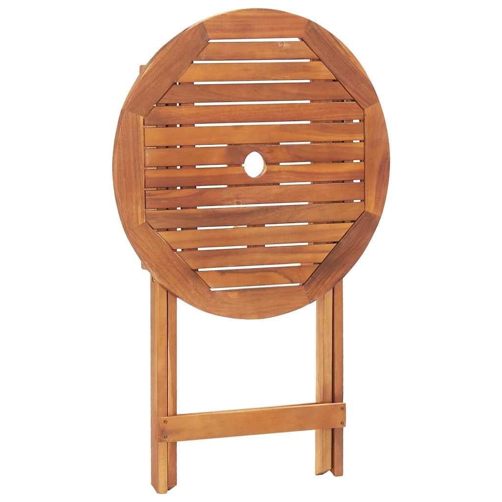 vidaXL Tavolo da Giardino Pieghevole con Foro Ombrellone Rustico Robusto Tavolino Arredi per Esterni 60x75 cm Naturale Legno Massello d'Acacia