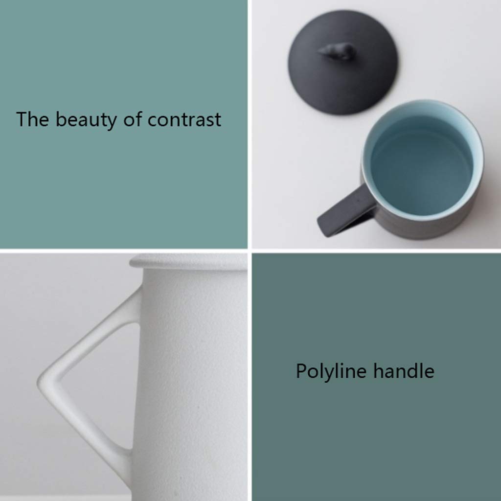 Kaffee-Becher Keramikbecher Matte Textur mit Xiangyun Deckel Kapazität Becher Kreative Einfache Büro Kaffeetasse Exquisite Großkapazität Teetasse 335ml (Color : Black)