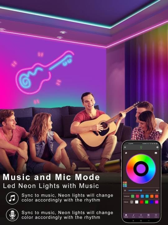 Miniatura 6 de Tira de luces de neón RGB de 50 pies, tira de luces LED para exteriores, impermeable, IP67 con control remoto y aplicación, luces LED flexibles,