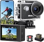 Dragon Touch Action Camera Vision 3 4K 20MP 30FPS 100FT Waterproof Underwater Camera 170° Wide Angle WiFi Sports Cam with Remote 2 Batteries and Mounting Accessories Kit