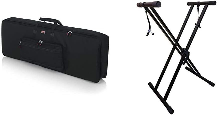 Gator Cases GKB Series 88-Note Padded Keyboard Gig Bag (GKB-88) and RockJam Xfinity Heavy-Duty, Double-X, Pre-Assembled, Infinitely Adjustable Piano Keyboard Stand Bundle